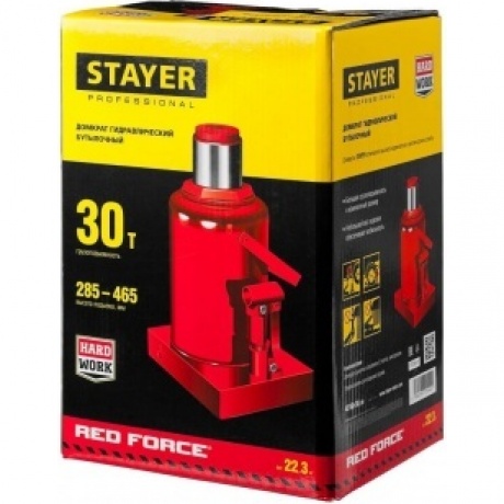 Домкрат бутылочный гидравлический STAYER RED FORCE, 30т, 285-465 мм (43160-25) - фото 7