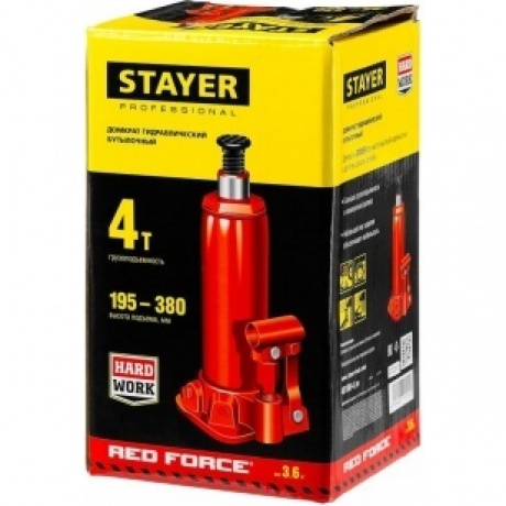 Домкрат бутылочный гидравлический STAYER RED FORCE, 4т, 195-380 мм (43160-4) - фото 7