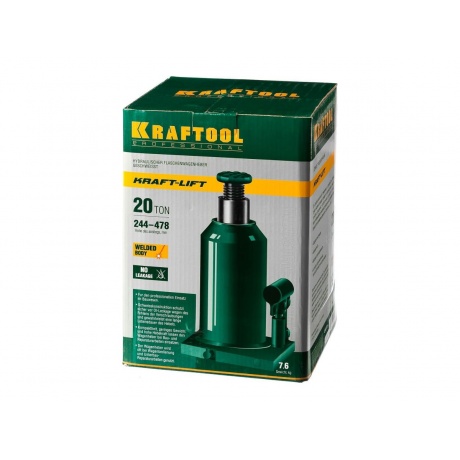 Домкрат бутылочный гидравлический KRAFTOOL KRAFT-LIFT, 20т 244-478 мм (43462-20) - фото 6