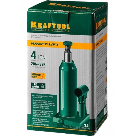 Домкрат бутылочный гидравлический KRAFTOOL KRAFT-LIFT, 4т, 194-372 мм (43462-4) - фото 5
