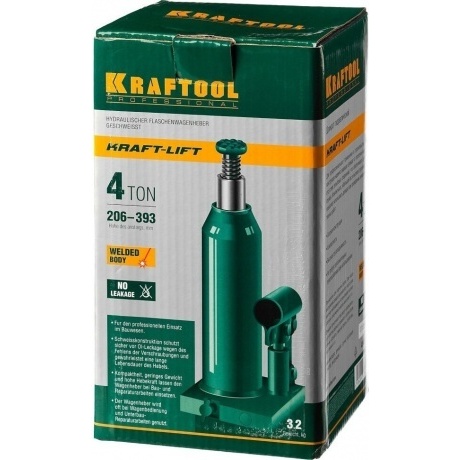 Домкрат бутылочный гидравлический KRAFTOOL KRAFT-LIFT, 4т, 194-372 мм (43462-4) - фото 5