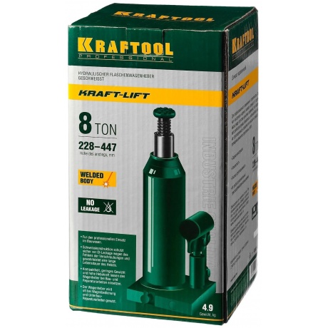Домкрат бутылочный гидравлический KRAFTOOL KRAFT-LIFT, 8т, 230-457 мм (43462-8) - фото 6