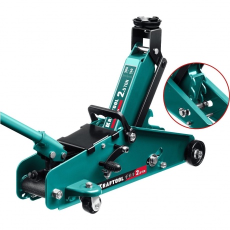 Домкрат подкатной Kraftool S-PIN, 2,5 т, 140-385 мм, в кейсе, с фиксатором