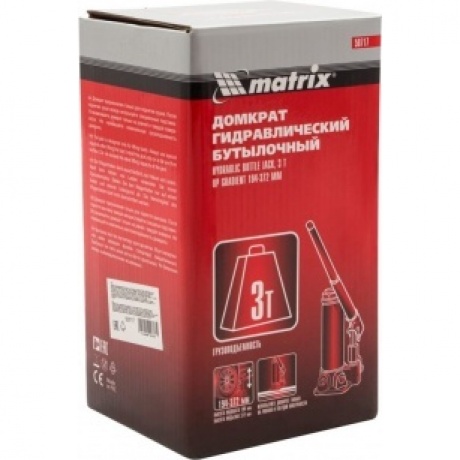 Домкрат гидравлический бутылочный, 3 т, h подъема 194-372 мм Matrix - фото 11