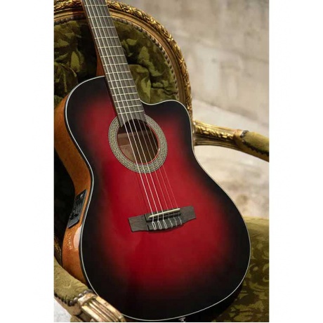 Гитара классическая Cort JADE-E-Nylon-DBB Jade Series со звукоснимателем красная - фото 2