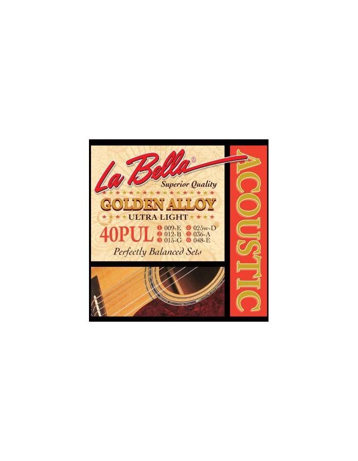 

Струны La Bella 40PUL Golden Alloy 9-48 бронза для акустической гитары