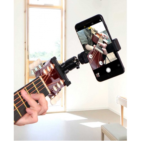 Держатель телефона DEKKO 17VL на грифе гитары пластик чёрный - фото 4