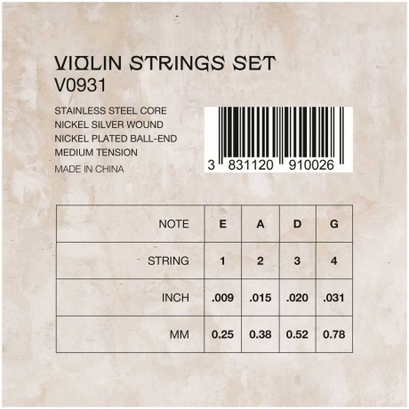 Струны для скрипки VESTON V0931 - фото 2
