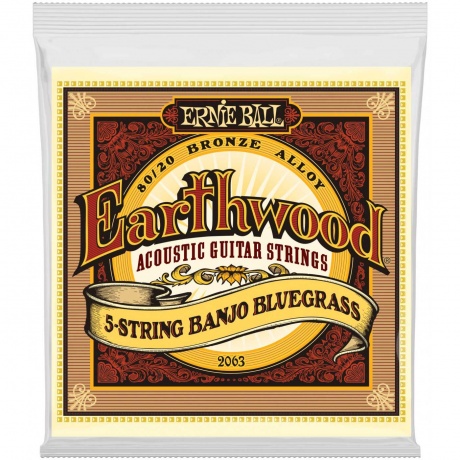 Струны для банджо ERNIE BALL 2063 Earthwood 80/20 Bronze Bluegrass 9-20 - фото 1