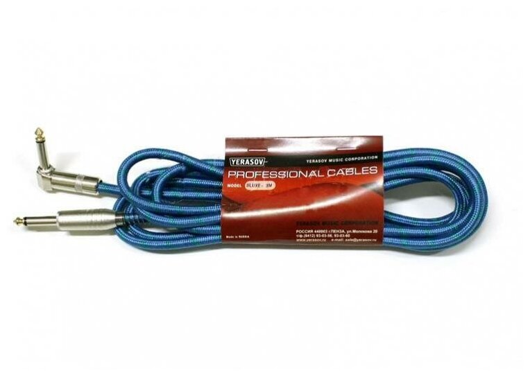 

Кабель инструментальный Yerasov 3LUXE-3m-BL 3м прямой/угловой синий