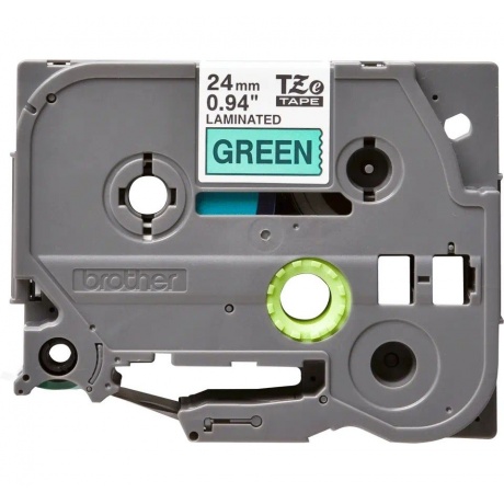 Лента в кассете TZE-751 для печати наклеек черным на зеленом фоне, ширина 24 мм, длина 8 м - фото 1