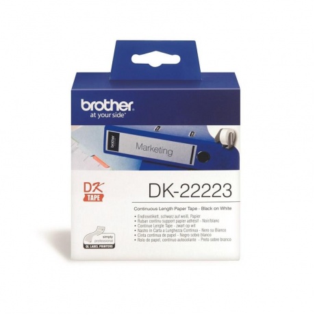 Картридж для принтеров Brother DK22223: для печати наклеек черным на белом фоне. Длина ленты: 30,48 м, ширина: 50 мм - фото 1