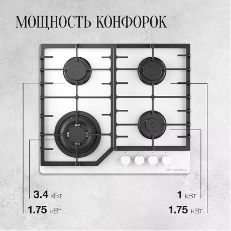 Встраиваемая газовая варочная панель Kuppersberg FG 66 W - фото 10