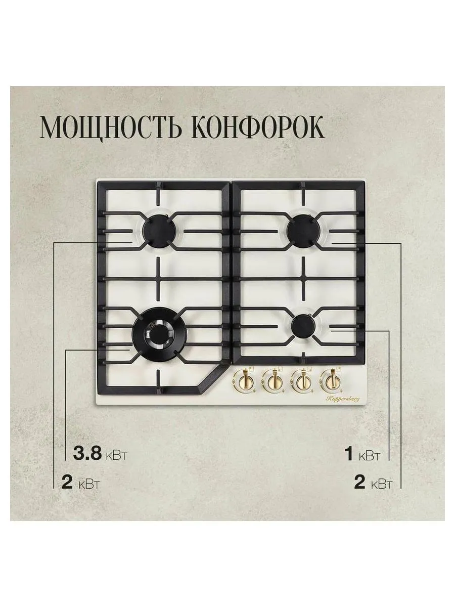 Встраиваемая газовая варочная панель Kuppersberg FS 603 C Bronze - фото 5