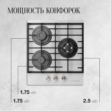 Встраиваемая газовая варочная панель Kuppersberg FG 45 W - фото 9