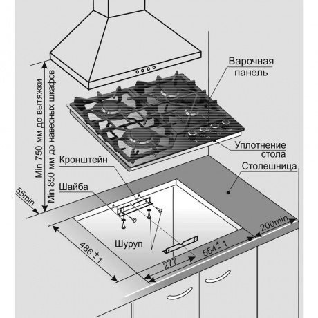 Газовая варочная панель Gefest ПВГ 2232-01 Р53 - фото 7