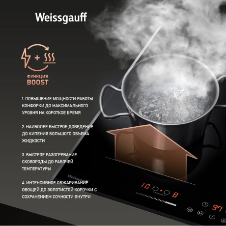 Индукционная варочная поверхность Weissgauff HI 642 Bfzg черный - фото 12