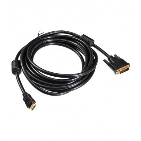 Кабель Buro HDMI-19M-DVI-D-5M HDMI (m) DVI-D (m) 5м феррит.кольца черный - фото 1