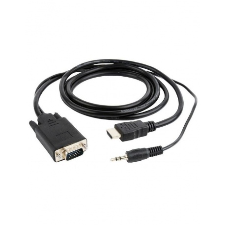 Кабель Gembird Cablexpert HDMI-VGA 19M/15M + 3.5Jack 1.8m Black A-HDMI-VGA-03-6 - фото 1