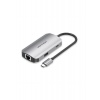 Кабель Vention USB-C to USB 3.0x3/RJ45/PD Hub 0.15M Gray Aluminu...