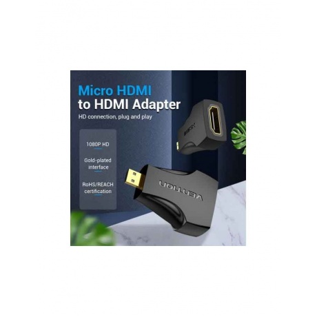 Кабель Vention Micro HDMI Male to HDMI Female Adapter Black (AITB0) - фото 2