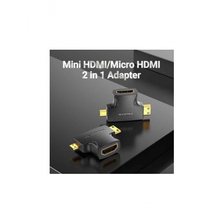 Кабель Vention 2 in 1 Mini HDMI and Micro HDMI Male to HDMI Female Adapter Black (AGFB0) - фото 2