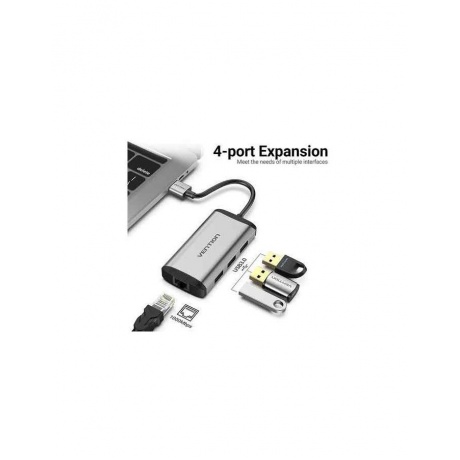 Кабель Vention USB 3.0 to USB3.0*3/Gigabit Ethernet Docking Station (CKBHB) - фото 10