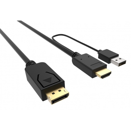 Кабель аудио-видео Buro HDMI (m)/DisplayPort (m) 2м. Позолоченные контакты черный (HDMI-DP-2M) - фото 1