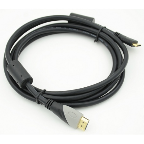 Кабель аудио-видео HDMI (m)/Mini HDMI (m) 2м. феррит.кольца черный - фото 1