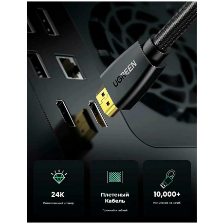 Кабель UGREEN HDMI Male-Male 4К/60Гц ,2м, цвет черный (40410) - фото 15