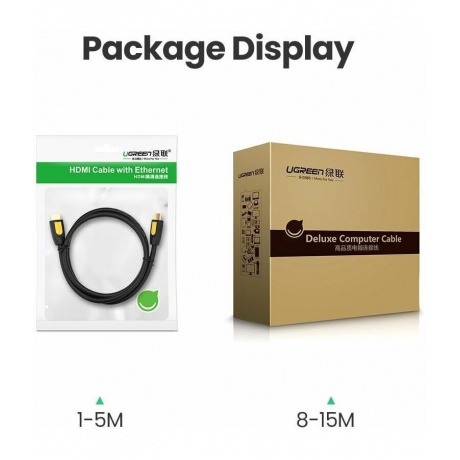 Кабель UGREEN HDMI 4K, цвет желтый/черный, 1 м (10115) - фото 5