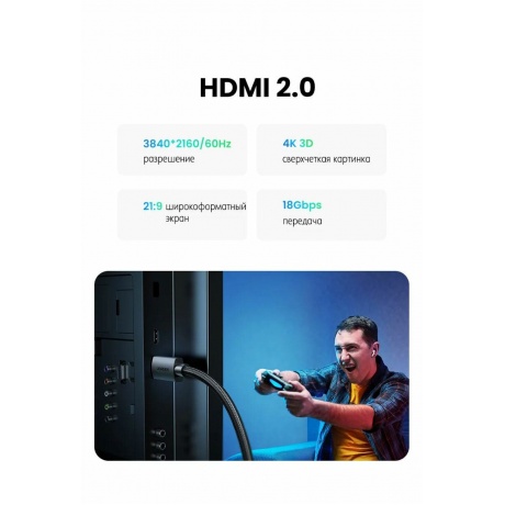 Кабель UGREEN HDMI-HDMI 2.0 4K, 2 м (40101) - фото 13