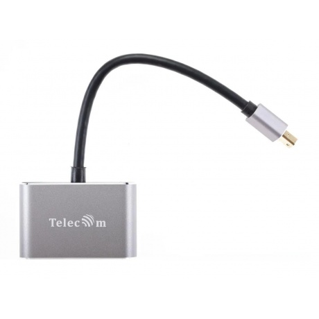 Адаптер Telecom Mini DisplayPort (M) -&gt; HDMI (F) + VGA (F), 4K@30Hz, 0.2m, Alum Grey, (TA6080) - фото 8