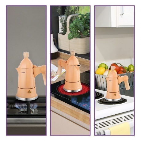 Кофеварка гейзерная Kitfort КТ-7152-2 персиковый - фото 5