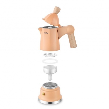 Кофеварка гейзерная Kitfort КТ-7152-2 персиковый - фото 6