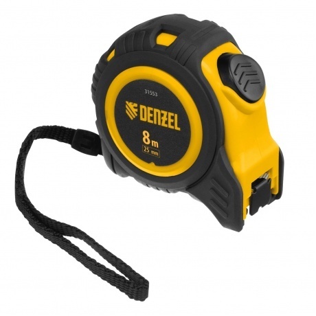 

Рулетка 8м х 25мм, обрезиненный корпус, автоматическая фиксация Denzel