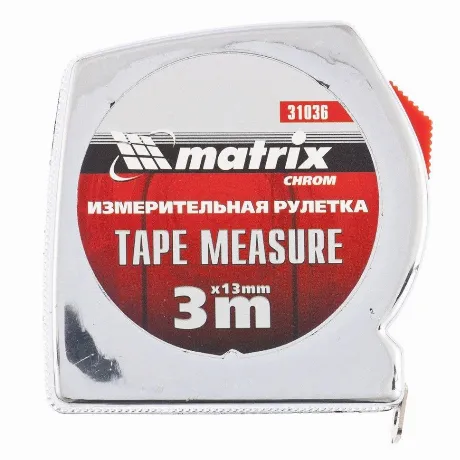 Рулетка Chrom, 3 м x 13 мм, хромированный корпус Matrix
