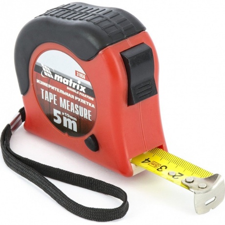 Рулетка Double fixation, 5 м х 19 мм, обрезиненный корпус, двойн...