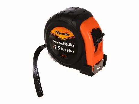 Рулетка Elastica, 7.5 м х 24 мм, обрезиненный корпус Sparta