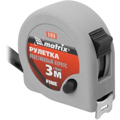 

Рулетка Fine, 3 м х 16 мм, пластиковый корпус Matrix