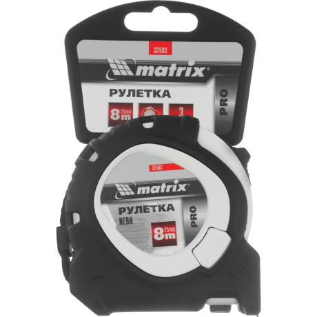 Рулетка Neon, 8 м x 25 мм, обрезиненный корпус, 3 фиксации, PRO Matrix (32593) - фото 3