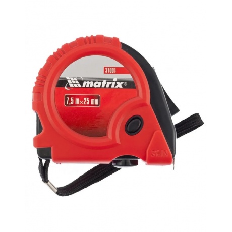 Рулетка Rubber, 7,5 м х 25 мм, обрезиненный корпус Matrix