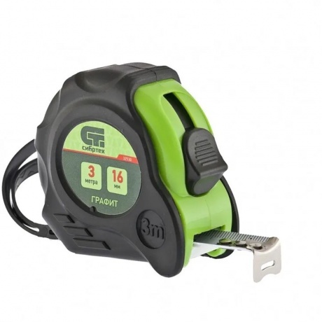 Рулетка Графит, обрезиненный корпус, амортизатор, 3 м х 16 мм Си...