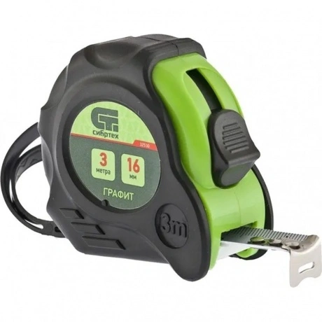 Рулетка Графит, обрезиненный корпус, амортизатор, 3 м х 16 мм Си...