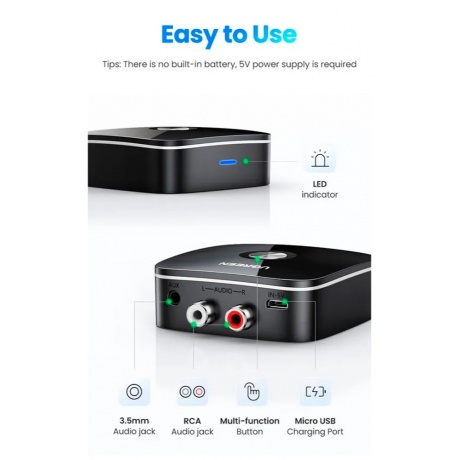Ресивер беспроводной UGREEN CM106 (40759) Black - фото 3