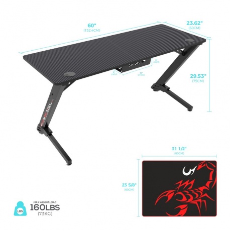 Компьютерный стол Eureka ERK-TN-Z60-BK - фото 4