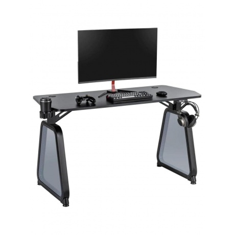 Стол игровой Cactus CS-GMD-BK-RGB столешница МДФ черный каркас черный 136x60x75см - фото 6