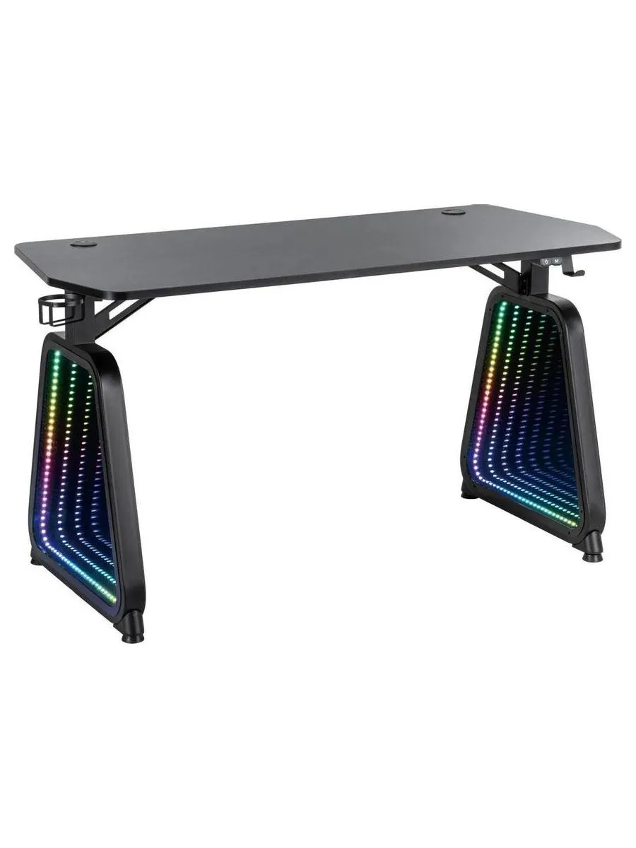 Стол игровой Cactus CS-GMD-BK-RGB столешница МДФ черный каркас черный 136x60x75см - фото 1