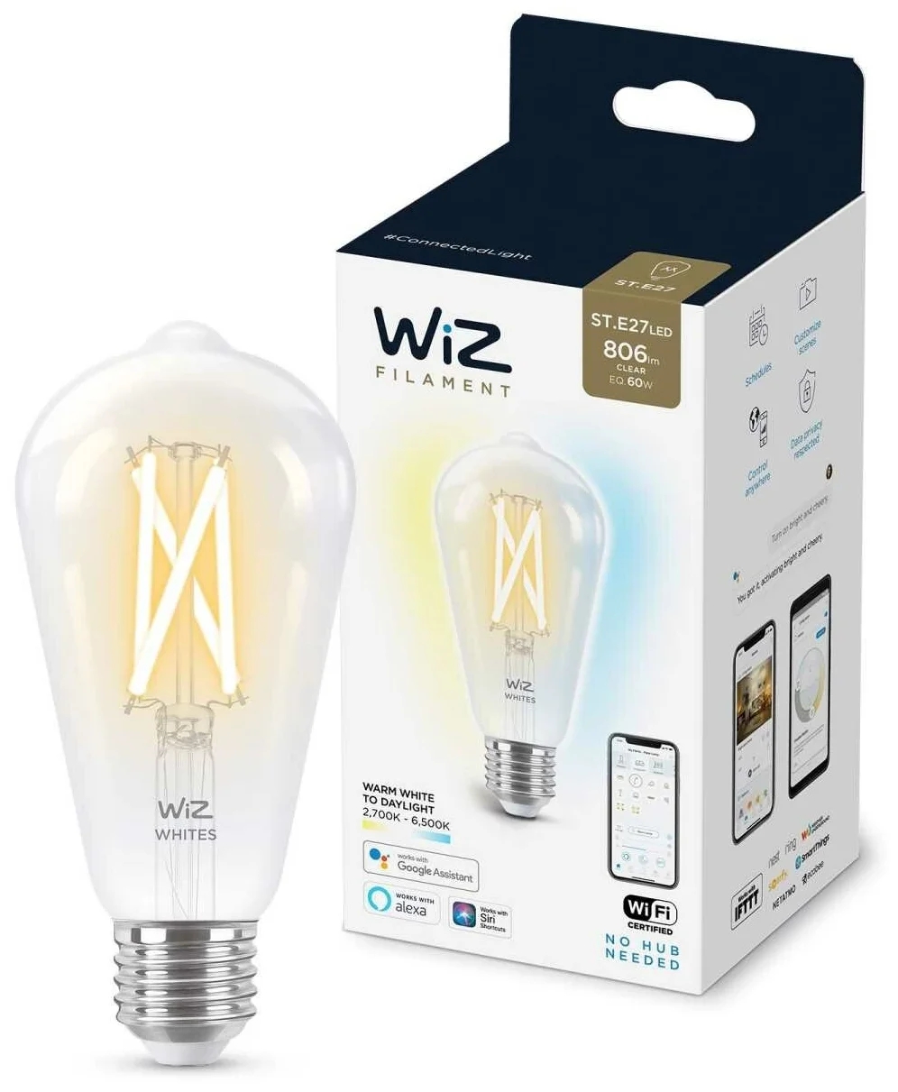 

Лампа WiZ Wi-Fi BLE60WST64E27927-65CL1PF/6