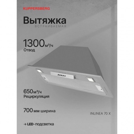 Встраиваемая вытяжка Kuppersberg INLINEA 70 X - фото 5